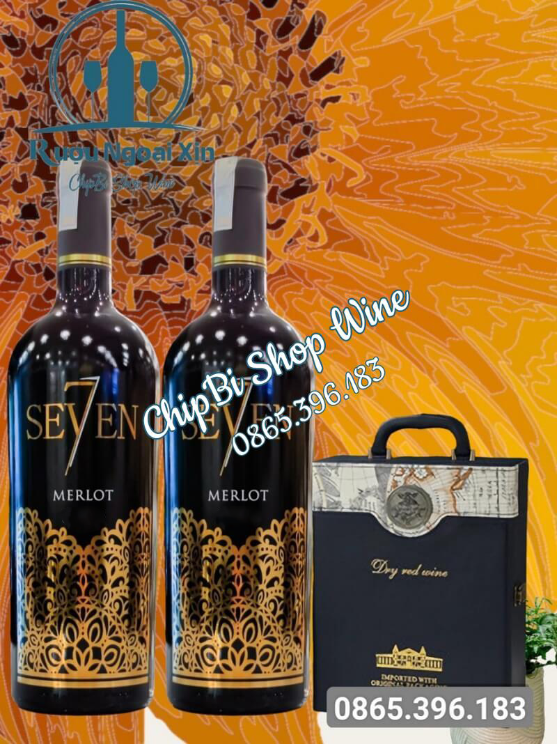 Sét Quà Hộp Da Đôi 2 Chai Rượu Vang Seven Merlot 11 Vang seven 3