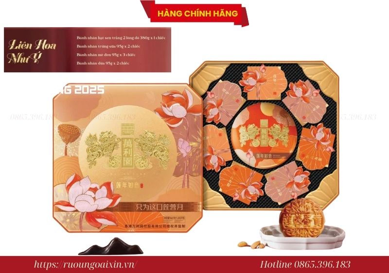 Bánh Trung Thu Hồng Kông Liên Hoa Như Ý Cao Cấp 7 Bánh Trung Thu Hồng Kông Liên Hoa Như Ý Cao Cấp
