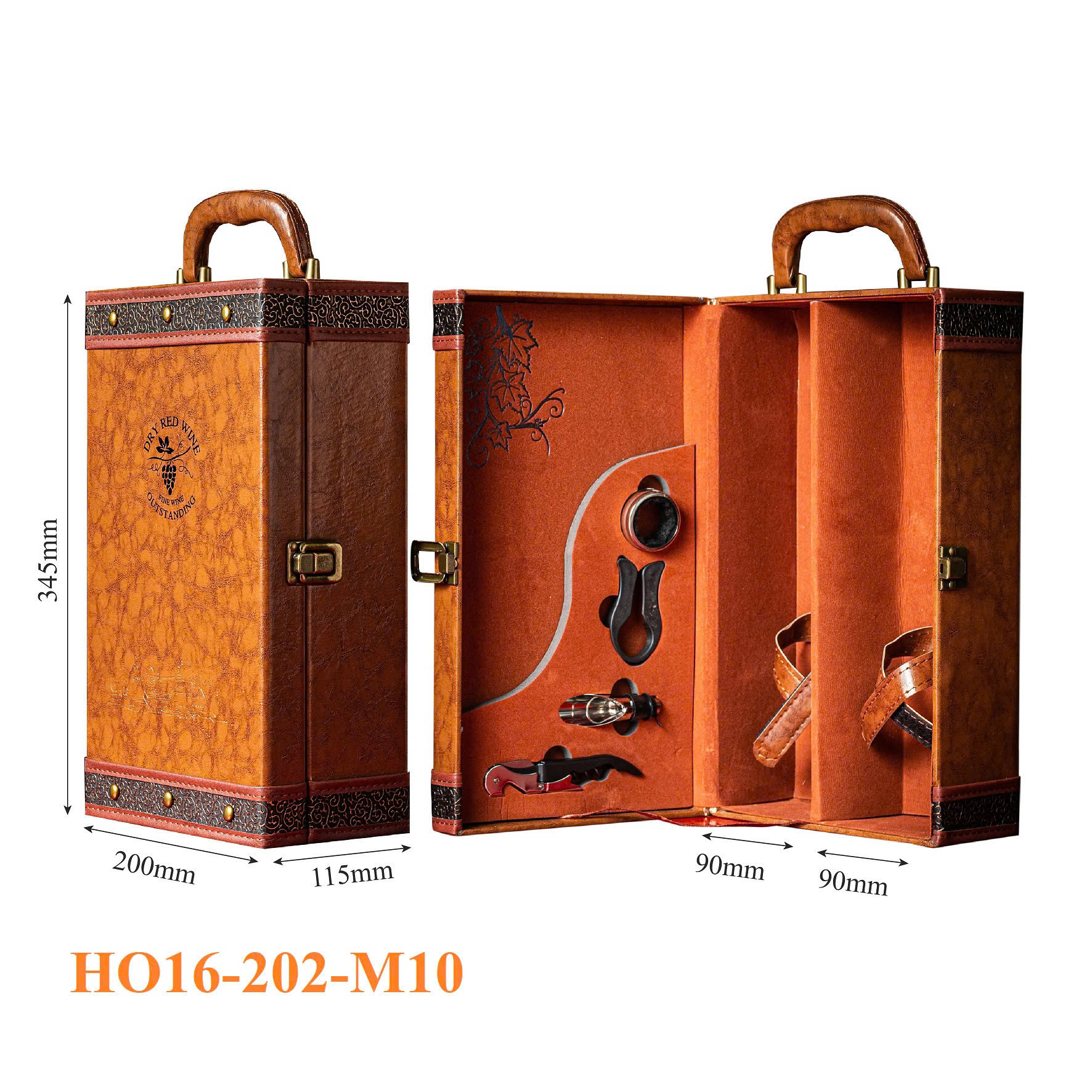 Hộp Đựng Rượu Vang Đôi Da Cao Cấp HO16‑202‑M10 4 Hộp Đựng Rượu Vang Đôi Da Cao Cấp HO16‑202‑M10