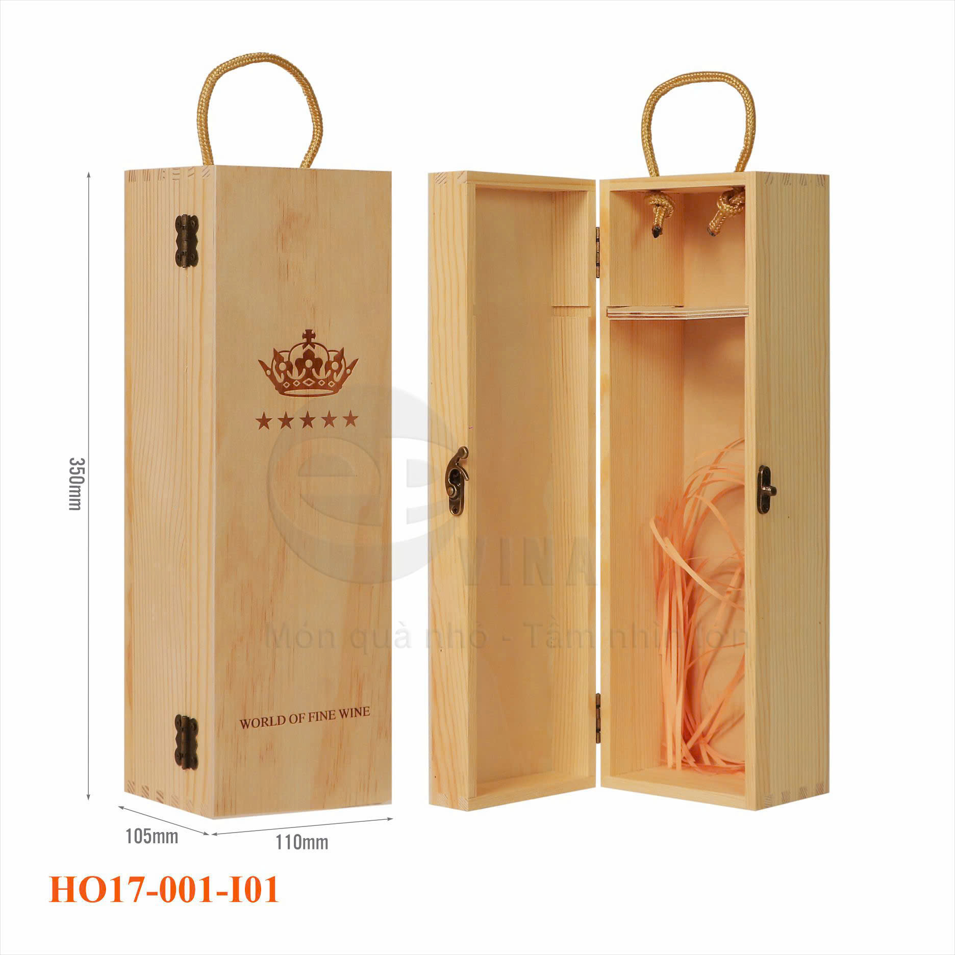 Hộp Gỗ Đơn Đựng Rượu Vang HO17-001-I01 4 Hộp Gỗ Đơn Đựng Rượu Vang HO17-001-I01