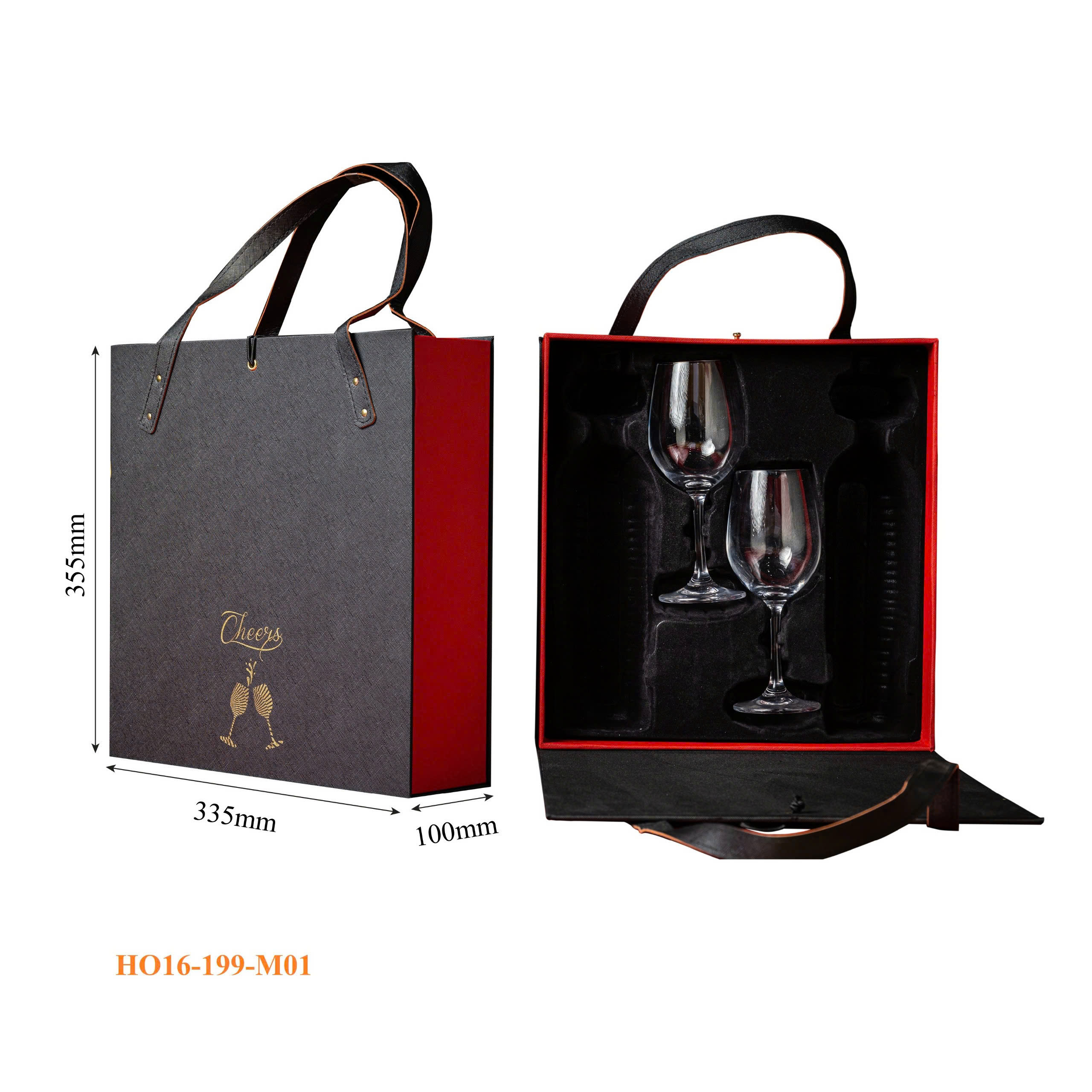 Hộp Đựng Rượu Vang Kèm Ly Sang Trọng HO16-199-M01 4 Hộp Đựng Rượu Vang Kèm Ly Sang Trọng HO16-199-M01