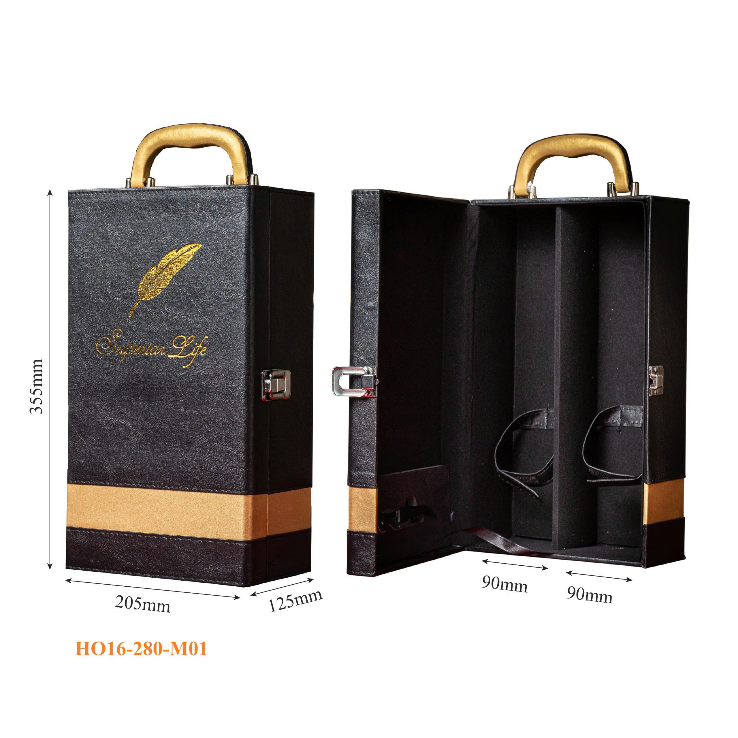 Hộp Đựng Rượu Vang Đôi Cao Cấp HO16-280-M01 2 Hộp Đựng Rượu Vang Đôi Cao Cấp HO16-280-M01