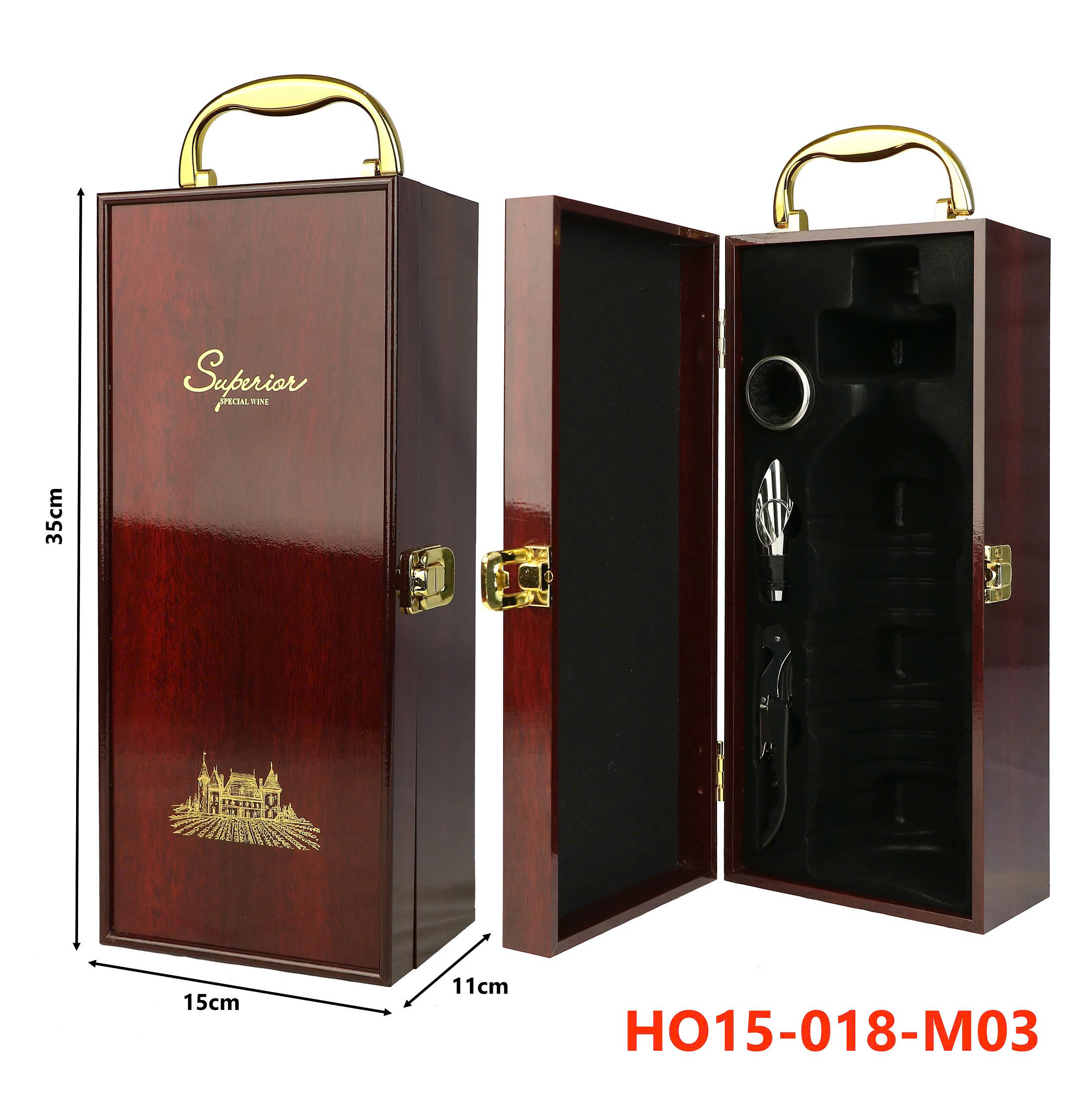 Hộp Vang Đơn Sơn Mài Cao Cấp HO15-018-M03 4 Hộp Vang Đơn Sơn Mài Cao Cấp HO15-018-M03