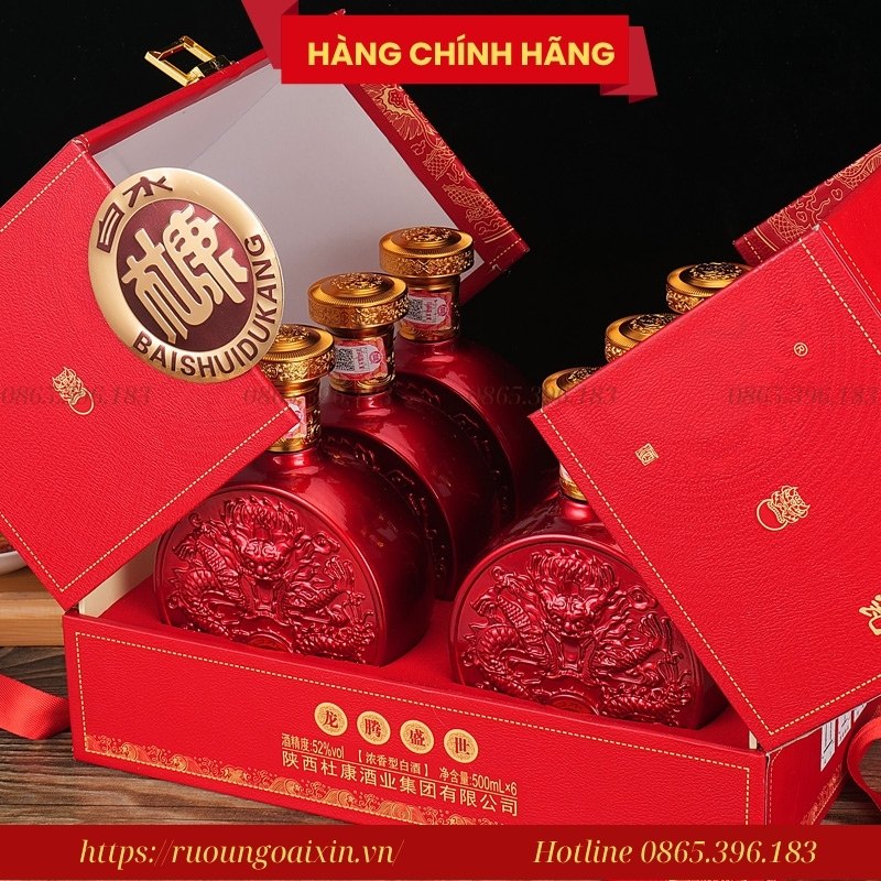 RƯỢU BẠCH THỦY ĐỖ KHANG HOÀNG ĐẾ 24 Rượu Bạch Thủy Đỗ Khang Long Đằng Thịnh Thế – Phiên Bản 52 độ Cao Cấp (500ml x 6)