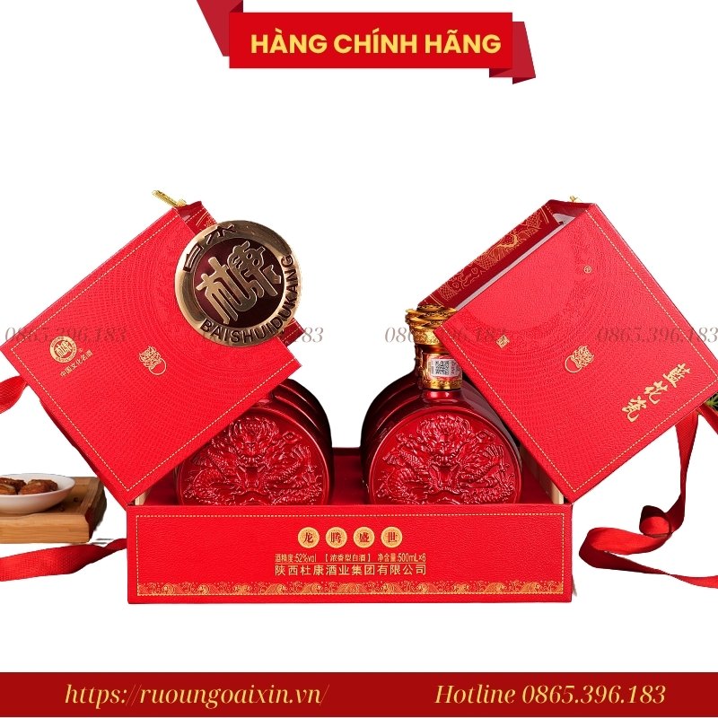 RƯỢU BẠCH THỦY ĐỖ KHANG HOÀNG ĐẾ 21 Rượu Bạch Thủy Đỗ Khang Long Đằng Thịnh Thế – Phiên Bản 52 độ Cao Cấp (500ml x 6)