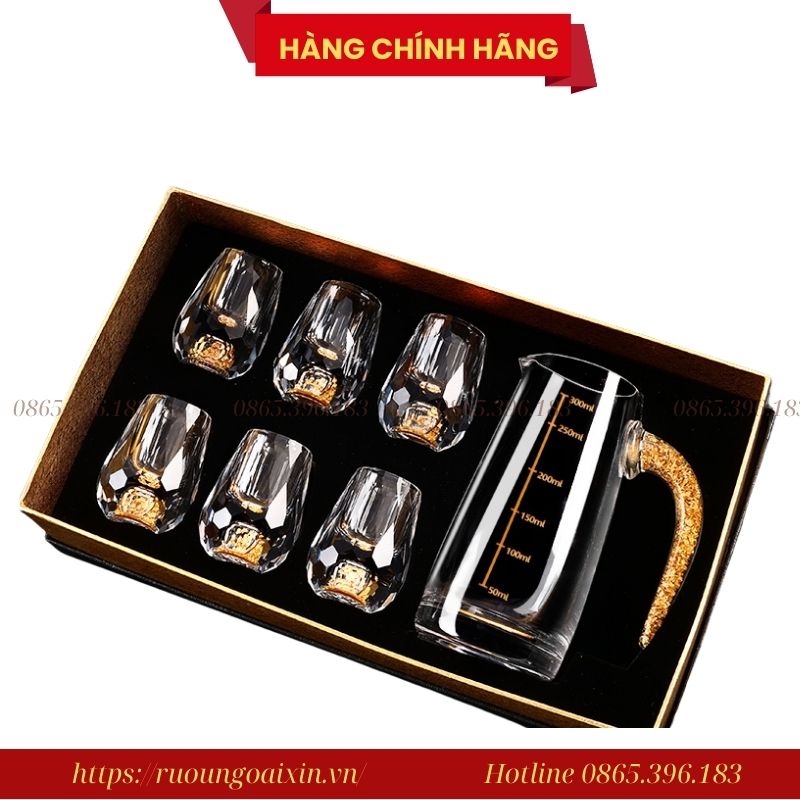 BỘ LY MẮT TRÂU PHA LÊ ĐÚC VÀNG 24K CAO CẤP 34 Bộ Ly Mắt Trâu Pha Lê Đúc Vàng 24k Cao Cấp