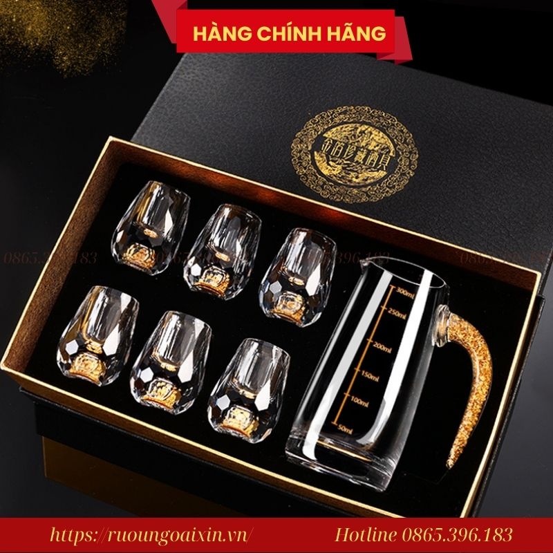 BỘ LY MẮT TRÂU PHA LÊ ĐÚC VÀNG 24K CAO CẤP 32 Bộ Ly Mắt Trâu Pha Lê Đúc Vàng 24k Cao Cấp