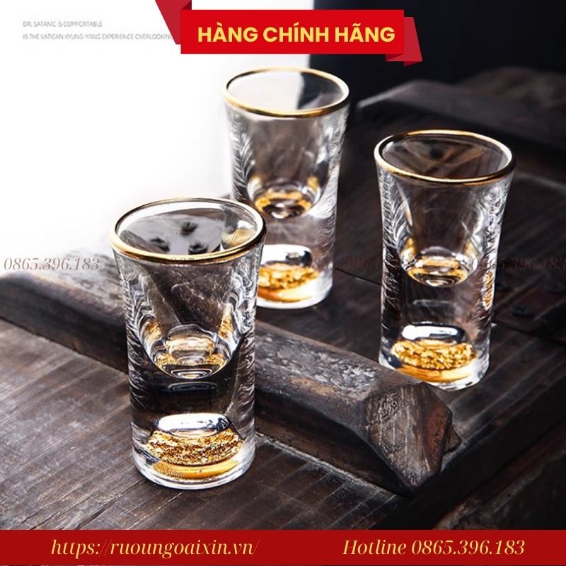 BỘ LY MẮT TRÂU PHA LÊ ĐÚC VÀNG 24K 14 Bộ Ly Mắt Trâu Pha Lê Đúc Vàng 24k Cao Cấp