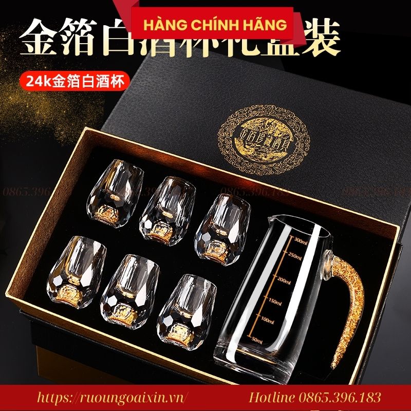 BỘ LY MẮT TRÂU PHA LÊ ĐÚC VÀNG 24K CAO CẤP 28 Bộ Ly Mắt Trâu Pha Lê Đúc Vàng 24k Cao Cấp