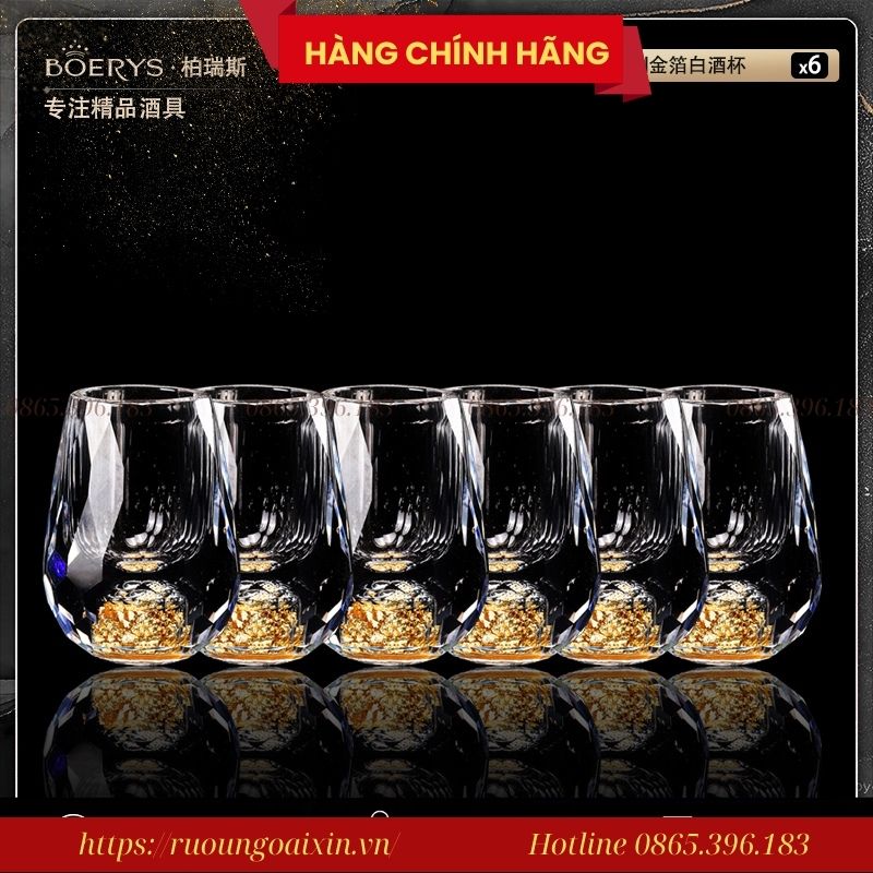 BỘ LY MẮT TRÂU PHA LÊ ĐÚC VÀNG 24K CAO CẤP 29 Bộ Ly Mắt Trâu Pha Lê Đúc Vàng 24k Cao Cấp