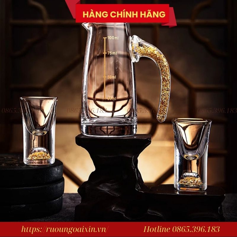 BỘ LY MẮT TRÂU PHA LÊ ĐÚC VÀNG 24K 15 Bộ Ly Mắt Trâu Pha Lê Đúc Vàng 24k Cao Cấp