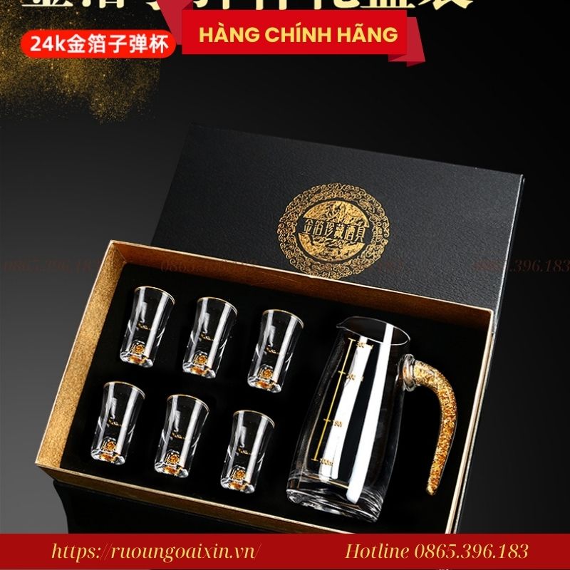 BỘ LY MẮT TRÂU PHA LÊ ĐÚC VÀNG 24K 13 Bộ Ly Mắt Trâu Pha Lê Đúc Vàng 24k Cao Cấp