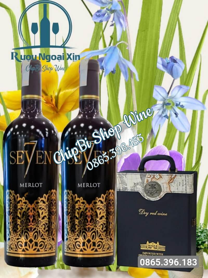 Sét Quà Hộp Da Đôi 2 Chai Rượu Vang Seven Merlot 3 Vang seven 2 1