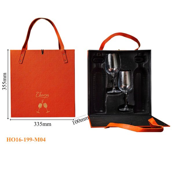Hộp Đựng Rượu Vang 2 Chai Kèm Ly HO16-199-M04