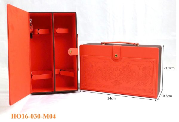 Hộp Đựng Rượu Vang Đôi Da Dập Rồng Cao Cấp HO16-030-M04