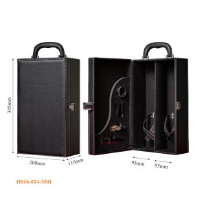 Hộp Đựng Rượu Vang Đôi Da Đen Cao Cấp HO16-024-M01