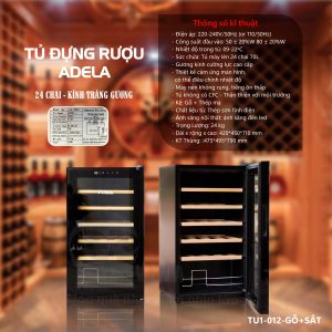 Tủ Đựng Rượu Adela 24 Chai Kính Tráng Gương