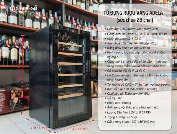 Tủ Đựng Rượu Vang Adela 28 Chai TU1-009