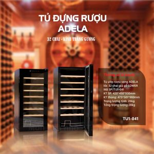 Tủ Đựng Rượu Vang Adela 32 Chai TU1-041 – Kính Tráng Gương Sang Trọng
