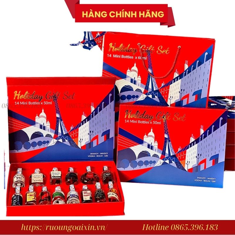Holiday Gift Set – Bộ Quà Tặng Rượu Mini Cao Cấp 14 Chai (50ml)