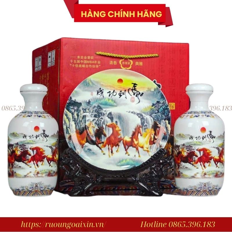 BỘ QUÀ TẶNG RƯỢU HÌNH CON NGỰA SỨ BÁT MÃ 1 Bộ Quà Tặng Rượu Hình Con Ngựa Sứ Bát Mã