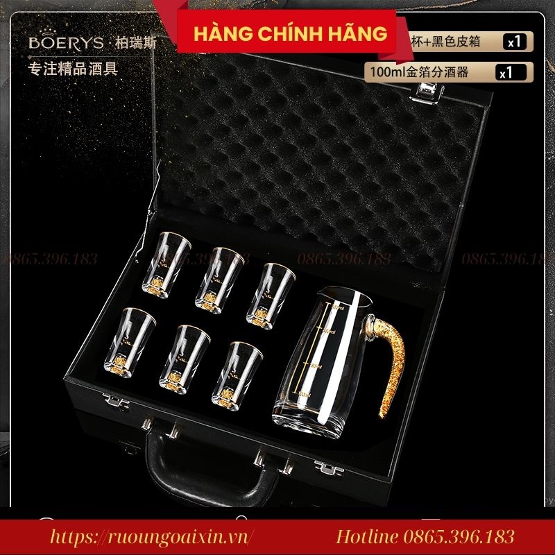 BỘ LY MẮT TRÂU PHA LÊ ĐÚC VÀNG 24K 3 Bộ Ly Mắt Trâu Pha Lê Đúc Vàng 24k Cao Cấp