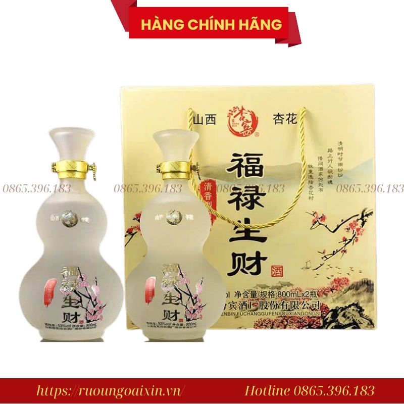Rượu Phúc Lộc Sinh Tài – chai hồ lô phong thủy.