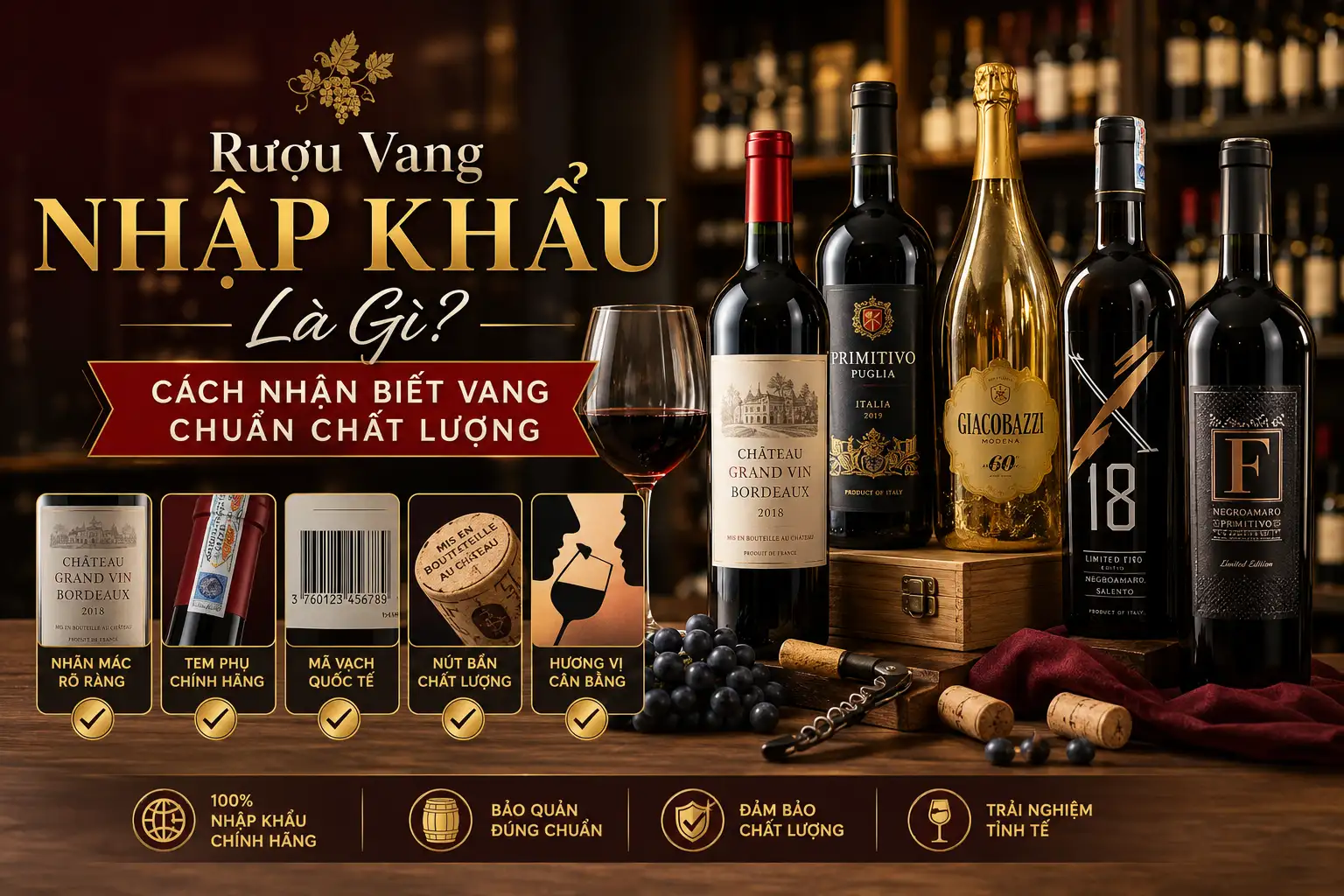 Kinh Nghiệm Chọn Rượu Vang Nhập Khẩu Nguyên Chai Chuẩn Vị